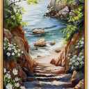 Art Remedy A Peak into the Ocean Canvas Monet Coastal, Gold Frame, 24" x 36" (37"L x 25"W)