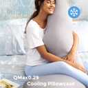 Momcozy Cooling Pregnancy Pillow,Original F Shaped Maternity Pillow for Pregnant Women with Adjustable Wedge Pillow, Full Body Support Pregnancy Pillows for Side Sleeping with Velvet Cover, Light Grey