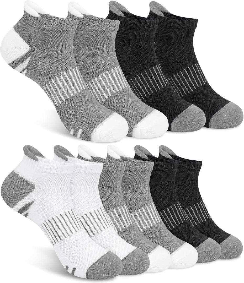 YSense Ankle Socks for Women Men, Thick Cushioned Running Athletic Cotton Socks with Moisture Wicking Low Cut No Show