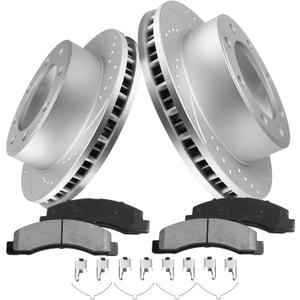 Anpulsero Brake Pads And Rotors Kit Compatible With 1999-2004 Ford F-250 /F350 Super Duty,Excursion Front Rotors And Brake Pads Drilled And Slotted Rotors Ceramic Brake Pads|331mm(13in)
