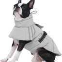 FUAMEY Dog Cold Weather Coats,Dog Winter Jackets for Medium Dogs Warm Dogs Coat with Reflective Strips Waterproof Pet Snowsuit Thick Paded Pets Vest for Boston Terrier French Bulldog Grey, M
