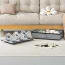 Under Bed Storage with Wheels, No Assemble Required 5.5 inches height grey under bed storage bins,Low Profile Rolling Underbed Shoe Storage containersdorm underbed storage drawers