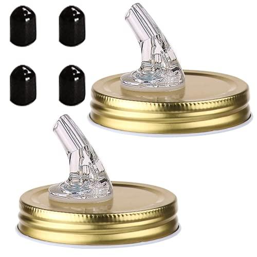 Mason jar pour spout. Free Flow Mason Jar Pour Spout, Mason Jar Regular Spout Dispenser For Any Liquid. Leakproof, Gold 1 Lid