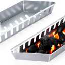 Zorestar Stainless Steel Charcoal Grilling Basket Holder, Set of 2 (15.16x4.33x2.95 Inch) For BBQ, Fish, Veggies - Durable Griller Tray, Weber Kettle Compatible