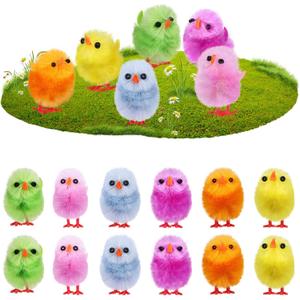 Ciieeo 18 Pcs Colorful Chenille Easter Chicks Easter Chenille Chicks Set le Decorative s for Egg Hunt