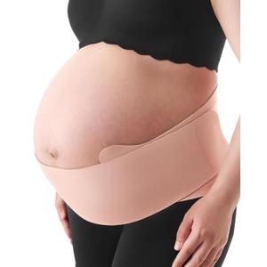 Momcozy Belly Bands for Pregnant Women, One-Piece & Portable Pregnancy Belly Band with Ergonest Back Support & Breathable Fabric Adjustable Maternity Belt for Small/Round/High-Carrying Belly