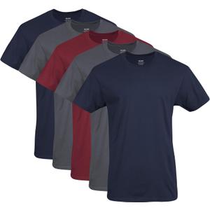 Gildan Men's Crew T-Shirts, Multipack, Style G1100 (X-Large, Navy/Charcoal/Cardinal Red (5-pack))