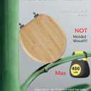 Round Bamboo Toilet Seat with Zinc Alloy Hinges, Easy to Install also Easy to Clean, Natural Bamboo, Light, 16.5-inch