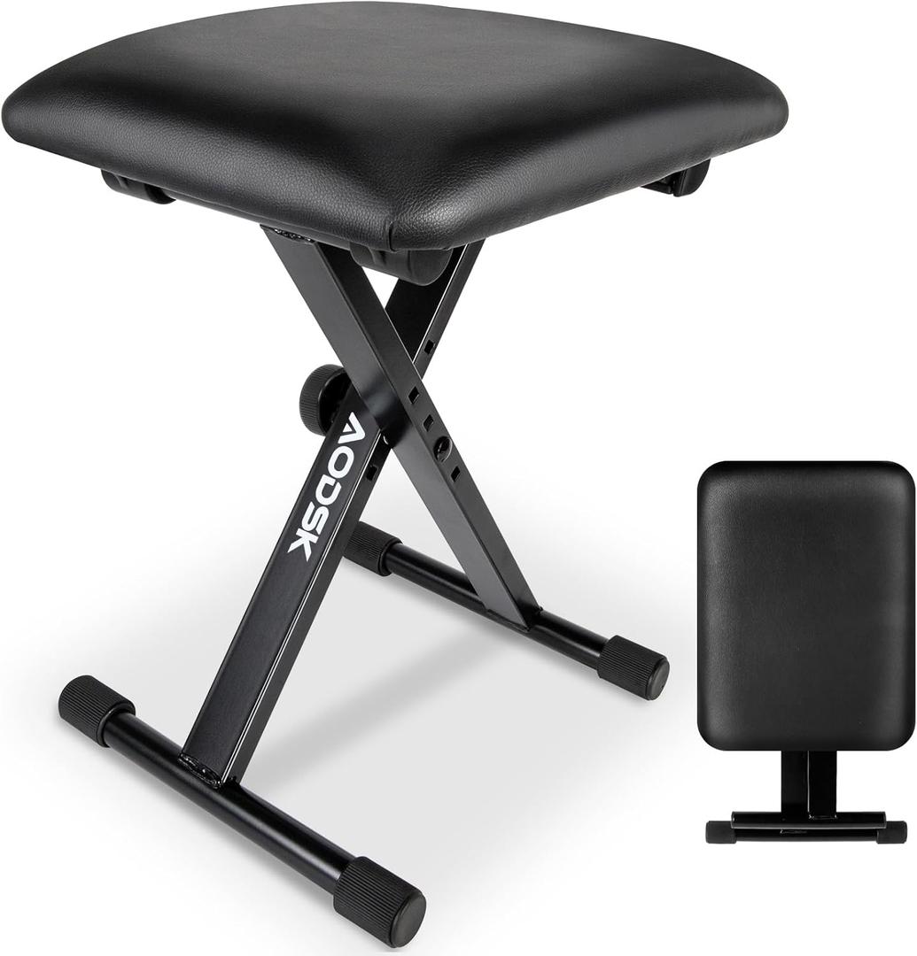 AODSK Keyboard Bench X-Style Cushion Padded,Piano Bench Adjustable Collapsible Stool Chair Seat,Flame Retardant Cotton,Non-Skid Design (Bench dimensions:15.75 inchesX11.81 inches)