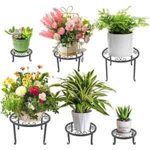 6 Pack Outdoor Plant Stand, Heavy Duty Metal Plant Stand, Flower Pot Stand Indoor Outdoor , Rust Proof Iron Planter Stand, Multi-Size Plant Pot Stands, Pot Stands for Plants Indoor Home Garden Patio