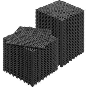 Happybuy Interlocking Tiles 50 PCS Black, Drainage Tile 12x12x0.5 Inches, Outdoor Deck Interlocking Floor Tiles for Pool Shower Bathroom Deck Patio Garage