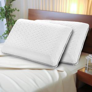 Gel Memory Foam Pillows for Sleeping- Standard Size -1-Pack - Medium Plush Feel - Neck and Shoulder Support - for Back-Side- Stomach Sleepers - Bed Pillows (White/Gray edge-4inch)