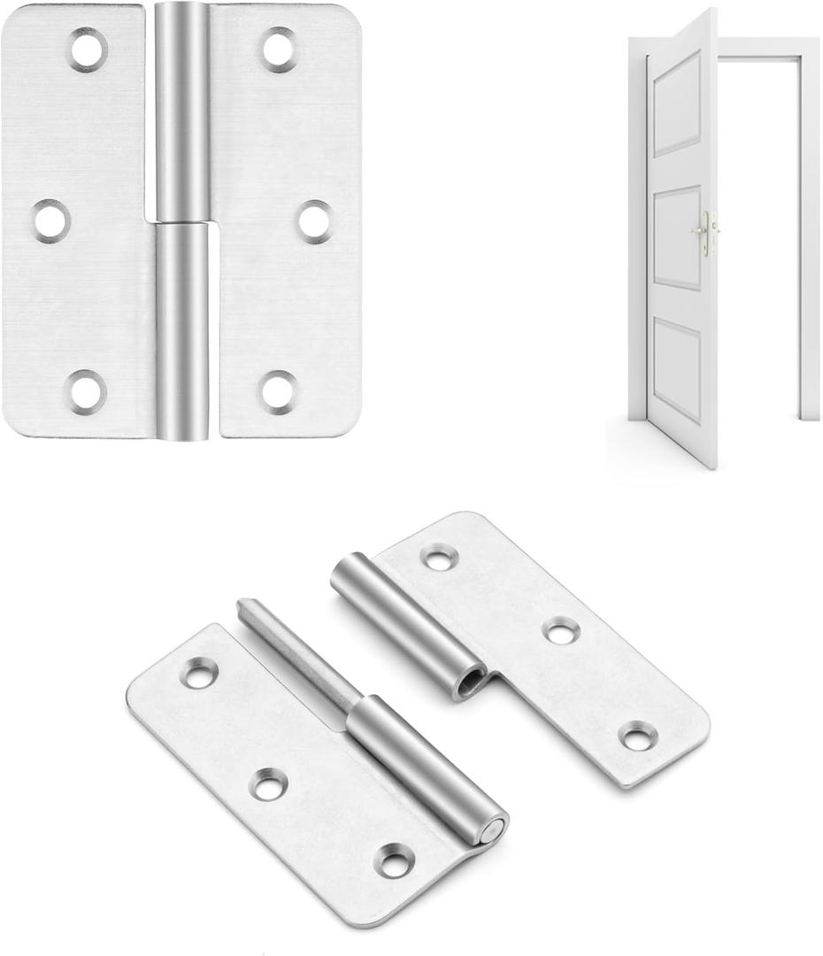 3.5 Inch Lift Off Hinge, Stainless Steel 304, Detachable Slip Joint Flag Hinges for Wooden and Metal Doors, Windows, and Various Functional Metal Equipment (Left Handed, 4 PCS)