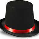 Dress Up America Black Top Hat for Adults  Formal Tuxedo Hat with Trim  Magician Butler Gentleman Costume Accessory (Kids, Red)