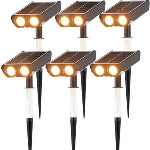 Solar Lights Outdoor Waterproof IP65Outside Solar Landscape Spotlight with Ambient Light Column and Adjustable Aperture for Garden Yard Pathway Lawn2 IN 1 Can Used as Wall LampWarm White- 6 Pack