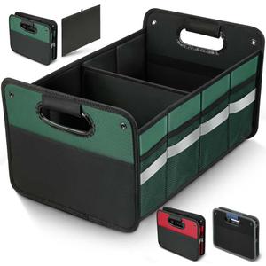 Car Trunk Organizer, Car Storage Organizer, Collapsible Multi Compartment for Car, Suv, Sedan, Truck, 100L, Extra Larger (Green, 50L) (Medium)