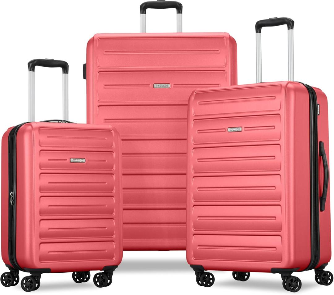 American Tourister Westridge Hardshell Luggage Set - 3 Piece Set - 20" Carry-On, 24 & 28 Checked Luggage Set with Spinner Wheels - Expandable Hard Suitcases for Travel - Hard ABS Shell - Coral