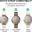 Bling Band Compatible for Garmin Lily 2/Lily 2 Classic/Active, 14mm Diamond Butterfly Stylish Women Strap Replacement for Lily 2 Smartwatch