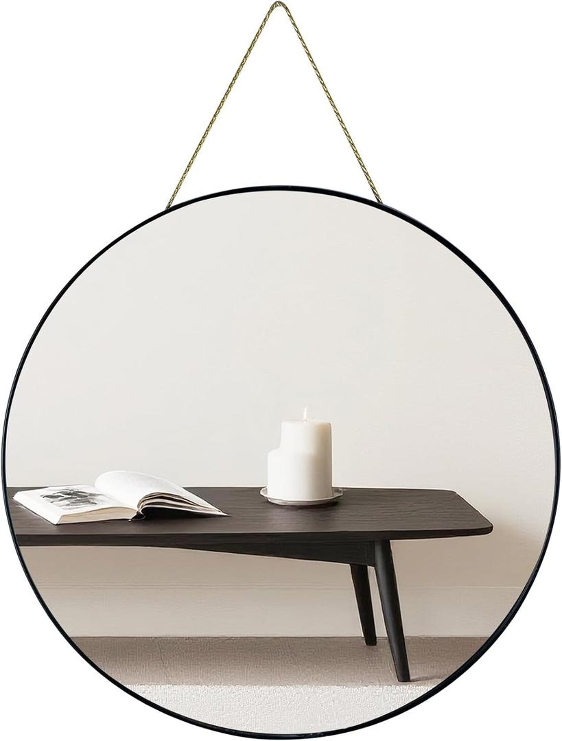 Funerom Black Round Wall Mirror 15.4 Inches Circle Mirror