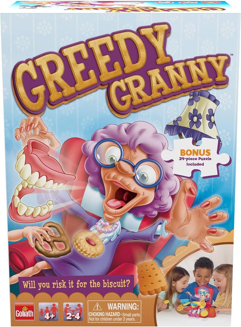 Greedy Granny - Take The Treats Don't Wake Granny Game - Includes a Fun Colorful 24pc Puzzle by Goliath, Multi Color, 7.5 x 4.92 x 10.5 inches