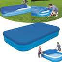 Rectangle Pool Cover, Fits 120 in x 72 in Inflatable Rectangular Pool Cover for Above Ground Pool, 10 ft Swimming Pool Cover with Elastic Cord, Wind Dust and Rainproof Outdoor Family Pools Cover