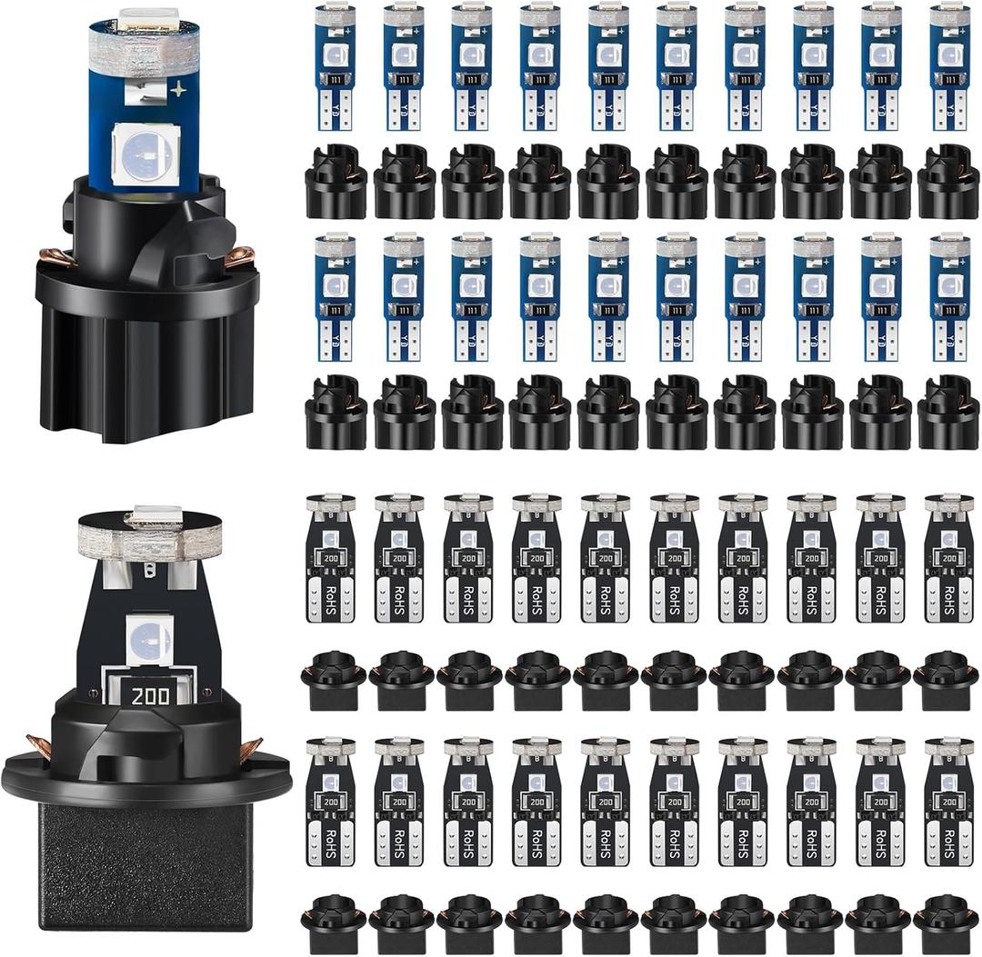 BBTO 40 Pieces T5 T10 LED Bulbs Dash Lights with Twist Socket Instrument Dashboard Light LED Bulbs for Interior Car Lights Dashboard Instrument Panel Gauge Cluster Indicator Map Dome Light (Blue)