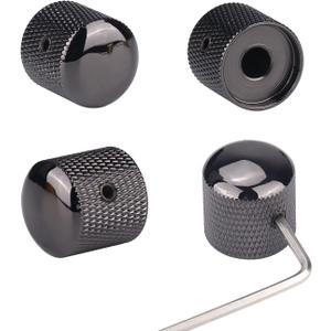 4Pcs Metal Guitar Knobs Black Volume Tone Speed Control Dome Knob with Allen Keys Screws for Fender Telecaster Gibson Les Paul Electric Guitar Bass Accessories (Black Nickel)