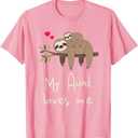 Cute Baby Sloth and Auntie My Aunt Loves Me Youth T-Shirt, S
