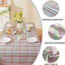 Alsoo Easter Checkered Tablecloth Rectangle 60"x 75", Cotton Linen Spring Outdoor Gingham Table Cloth Washable Wrinkle Free, Buffalo Plaid Table Cover for Party Kitchen Dining Room, Colorful Purple