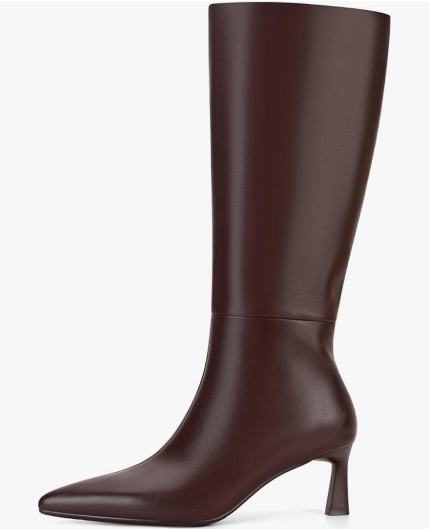 SOVANYOU Kitten Heel Knee High Boots for Women Pointed Toe Tall Boots Wide Calf Boots with Pull-on Style
Size 7