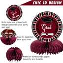 10PCS Graduation Party Decorations Class of 2026 Congrats Grad Table Centerpieces Congratulate Graduation Honeycomb Table Toppers for Graduation Party Supplies(Maroon Black)