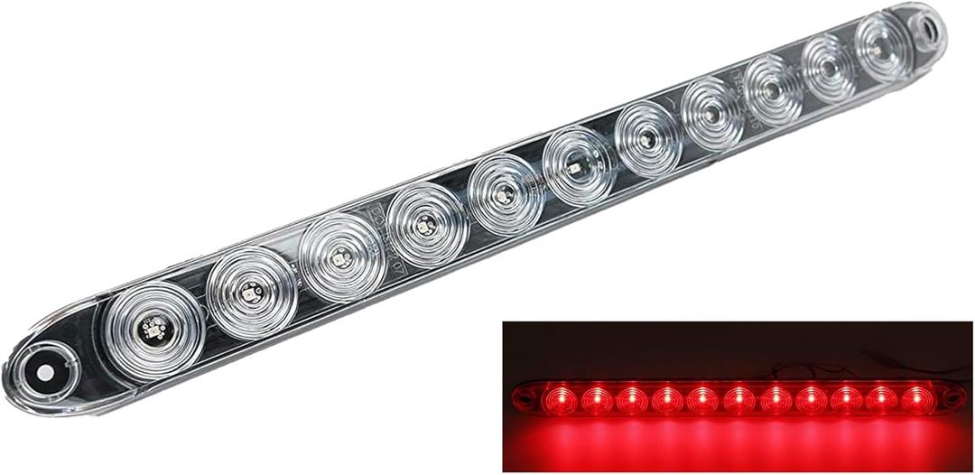 15" Clear Red Multi-function Stop Turn Tail Marker Trailer Light LED Bar Truck Waterproof USA Made