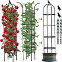 Garden Obelisk Trellis for Climbing Plants Outdoor, 6.2 FT Tomato Cage, Rose, Flowers, Grape, Pea, Cucumber Trellis, Rustproof Plastic Coated Metal Plant Support Trellis for Potted Plants (2 Pack)