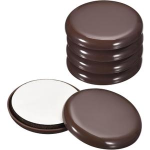 uxcell Furniture Sliders, 8Pcs 2" - Plastic Self-Adhesive Round Sliding Pads, Chair Glides for Carpeted Tile Vinyl Hardwood Floors (Brown)
