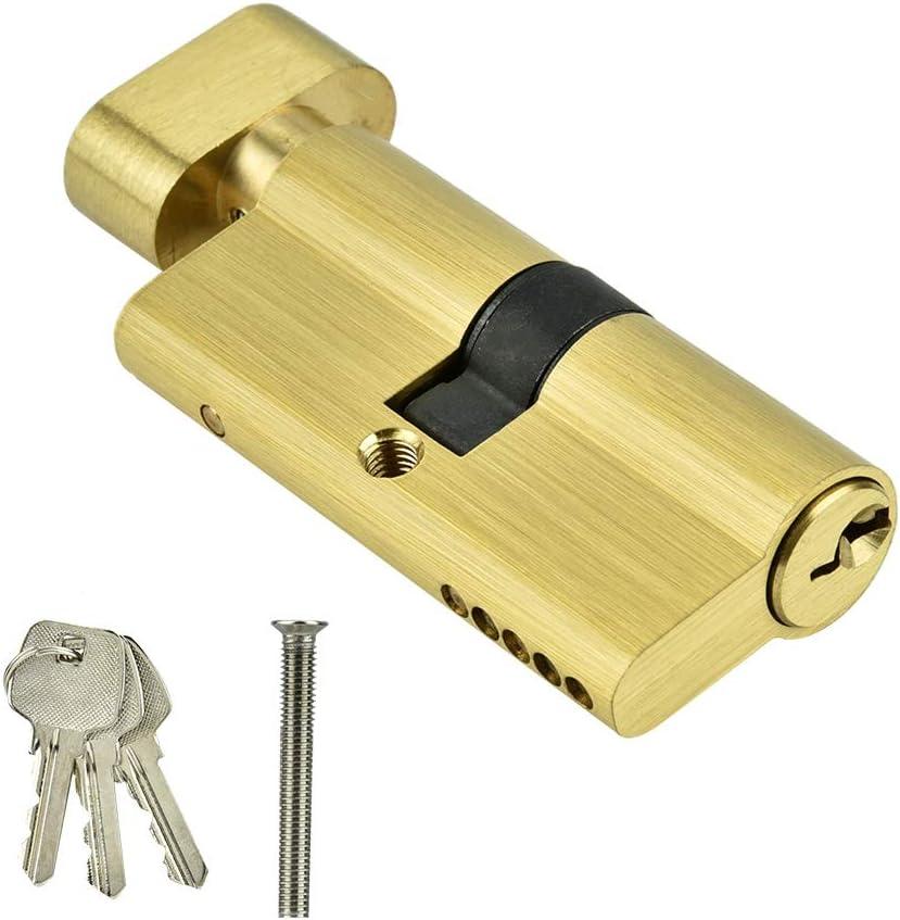 Brass Cylinder Lock Replacement - Storm Door Lock Cylinder with Safety Core and 3 Keys