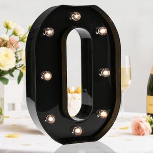 Light Up Black Alphabet Marquee Number Sign LED Marquee Number Lights Sign for Night Light Home Bar Christmas Lamp Birthday Party Wedding Decoration 0