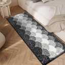 Bathroom Rugs, Thick Absorbent Bath Mat Rug Non Slip, Soft Shaggy Bath Room Floor Mats for Bathroom, Machine Washable,(24"70",Black)