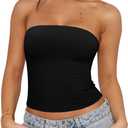 REORIA Women's Strapless Tube Top Double Lined & Non-Slip Y2K Backless Crop Tops for Summer Going Out, Small