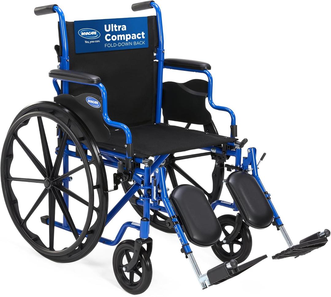 Invacare Wheelchair for Adult, Compact Folding Manual Wheel Chair with Flip-Back & Removable Desk-Length Arms, Fold-Down Backrest, Lightweight Design, Swing-Away Footrests, 300lb Weight Capacity