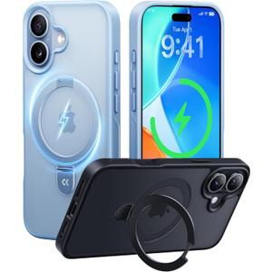 CASEKOO Ultra-Magnetic Stand for iPhone 17 Case [Military Drop Protection] [Compatible with MagSafe] Shockproof Translucent Slim Matte for iPhone 17 Phone Case with Ring Holder 6.3 Inch, Light Blue