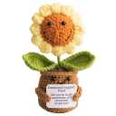 Artificial Crochet Flowers, Handmade Knit Floral Arrangements for Home Decor, Wedding Bouquet Centerpiece Gift for Mother’s Day, Birthday, Anniversary, Kitchen, Office Desk (Smiling Sunflower-01)