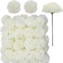 Jdsour 50 Pack Artificial Silk Carnation Picks Artificial Flowers Carnation Heads with Stems for DIY Flower Wall Wedding Bouquets Centerpieces Arrangements Decorations (Ivory White)