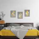 Conipit Grey and Yellow Canvas Wall Art Abstract Leaf Painting Botanical Pictures Minimalist Artwork Prints for Office Bedroom (12''X16''X3PCS)