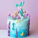 Mermaid Number Candles, 6pcs Mermaid Cake Topper Shell Sequins Numeral Candle Pink Purple Table Centerpieces for Birthday Cake Themed Party Anniversary Wedding Decoration(Number 7)