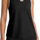 Dokotoo Women's Quick Dry Golf Polo Shirts Collared V Neck Sleeveless Tennis Shirt Stripe Workout Tops (Black, XXL)