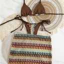 Verdusa Women's 3 Piece Halter Bikini Set Boho Geo High Cut Swimsuits with Beach Cover Up Skirt (M)