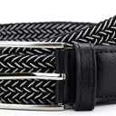 Braided Canvas Woven Elastic Stretch Belts for Men/Women/Junior with Multicolored (White, S)