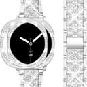 Mosonio Compatible with Samsung Galaxy Watch 8/7/6 Bands 40mm/44mm, 20mm Bling Metal Bands with Bling Protective Cover Case for Women, Shiny Watch Replacement Strap for Daily Wear (Silver)