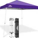 EAGLE PEAK 10x10 Slant Leg Pop-up Canopy Tent Easy One Person Setup Instant Outdoor Beach Canopy Folding Portable Sports Shelter 10x10 Base 8x8 Top (Purple)