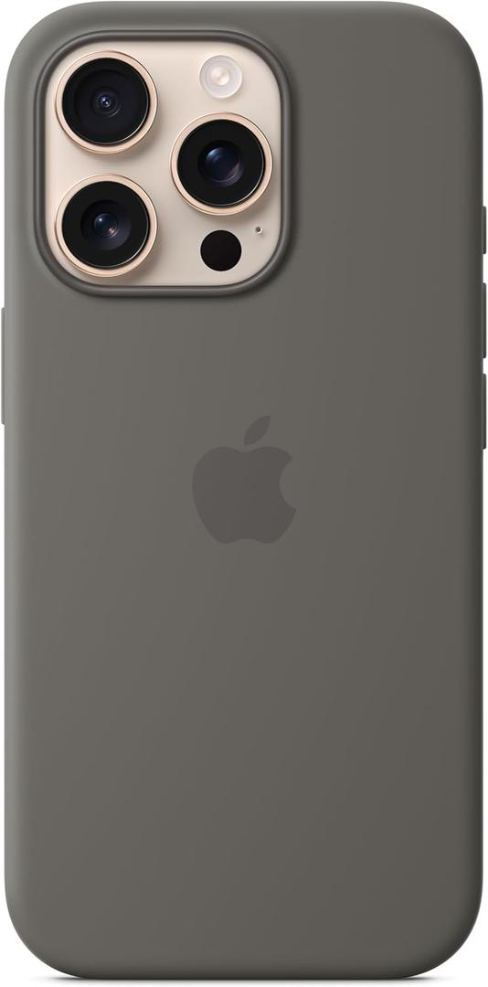 Apple iPhone 16 Pro Silicone Case with MagSafe and Camera Control: Lightweight Phone Case, Wireless Charging Compatible, Smooth Matte Finish; Stone Gray